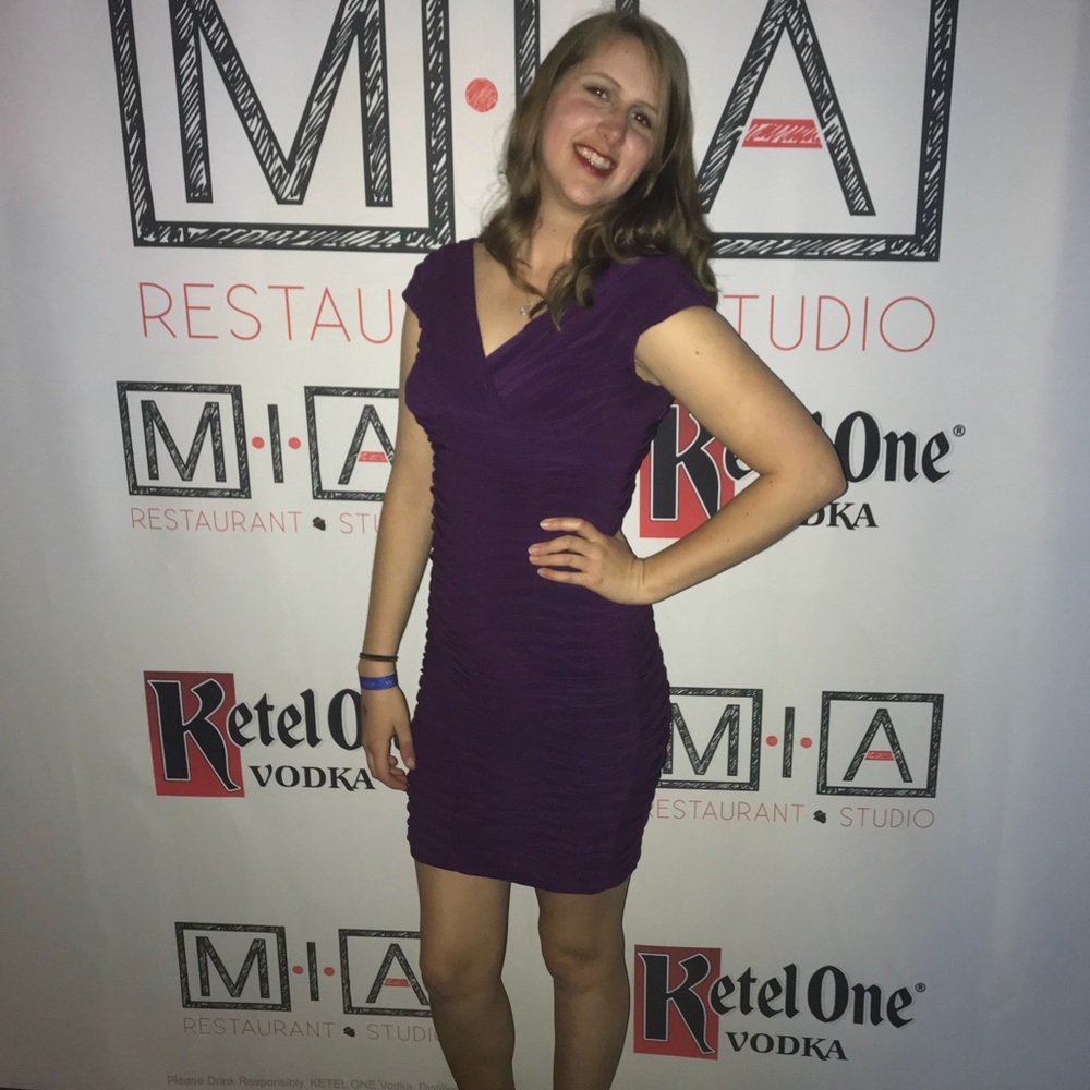 Adriana Papell purple cocktail dress